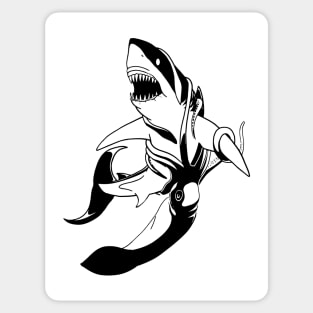 Great white shark and giant squid Sticker